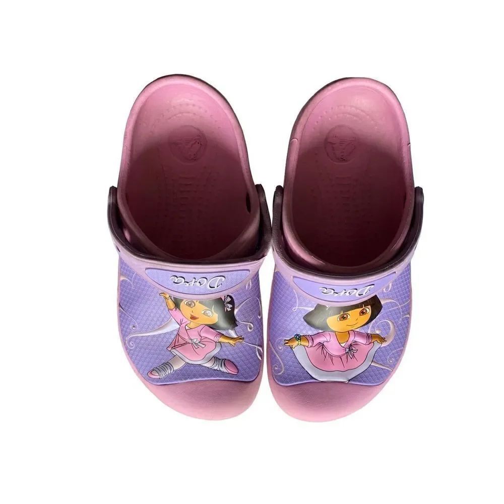 Crocs, kids, Dora, the Explorer belly slip on sling back croc size 13